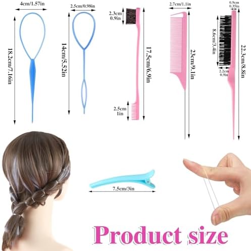Colorful Mini Rubber Bands with Topsy Tail Styling Tools - Elastic Hair Ties, Hair Cutter, and Hair Accessories for Baby Girls and Women - Image 3