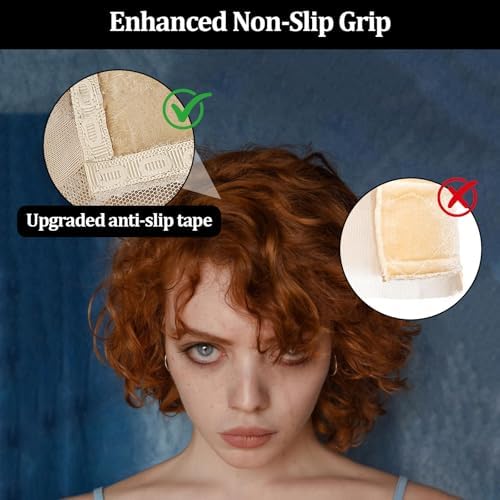 Lace Wig Cap for Women,Non-Slip Wig Cap with Velvet Grip Band, 4x5 Transparent Lace Front Glueless Wig Gripper for Keeping Wigs，Adjustable Elastic Headband（Nude） - Image 5