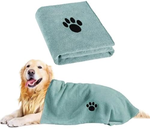 Puomue Microfiber Dog Towels for Drying Dogs, Super Absorbent and Soft Pet Grooming Towel, 40 Inch X 23.6 Inch, Perfect for Large, Medium or Small Dogs, Lake Blue by Puomue