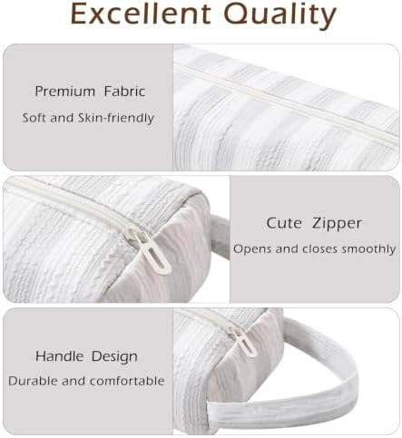 RSRSLEII Striped Hair Tools Travel Bag, Portable&Foldable, Gray&White - Image 3