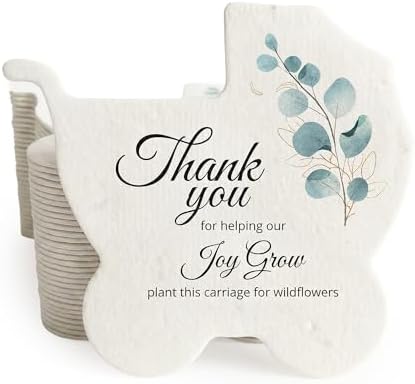 24 Green Carriage-Shaped Gift Wrap Tags with Wildflower Seeds by SeedBloom