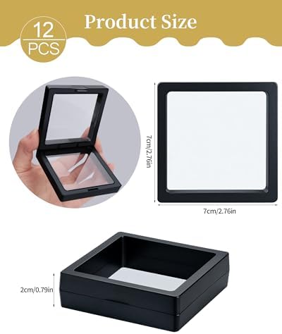 12 Pcs 3D Floating Frame Display Case 2.8 x 2.8 x 0.8 Inch Black - Image 2
