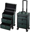 Rolling Train Case 2 Large Drawers Salon Cart Cosmetology Case on Wheels by Yueieoun