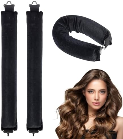 Patty Both Jumbo Velvet Heatless Hair Rollers for Overnight Curls,Black Large No-Heat Rods for for All Hair Types by Patty+Both