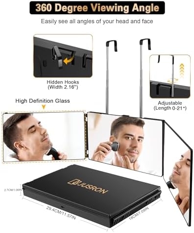 JUSRON 360 Viewing Angle Self Hair Cutting Mirror Shower Mirror - Image 3