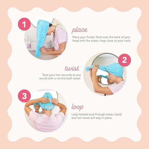 Turbie Twist Microfiber Hair Towel, Kashmir & Frosted Mint (2 Pack) - Image 4