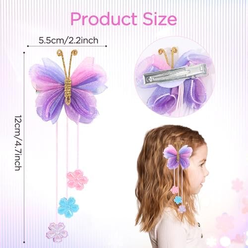 OAOLEER 6PCS Halloween Hair Bows for Girls, Yellow Purple Flower Hair Accessories - Image 3