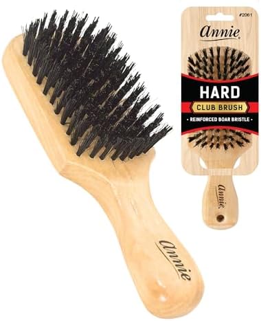 Annie Natural Boar Bristle Hard Club Brush | Reinforced Detangling Hairbrush for Wavy, Straight, Long & Short Hair | Waves Styling & Detangler by AnnieInternational