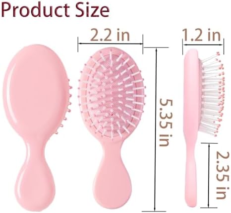 8 pcs Mini Hair Brush,Travel Detangling Brush for Most Hair Types (Pink) - Image 2