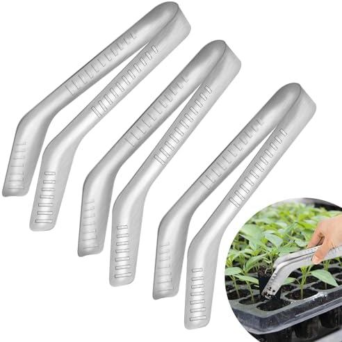 3 PCS Seedling Transplant Tongs, Stainless Steel Seed Planter Tool by Uyeesi