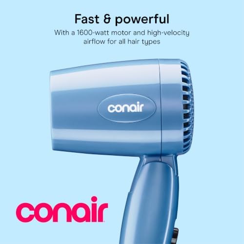 Conair Dual Voltage Hair Dryer, Compact Folding Handle Design, 1600W - Image 2