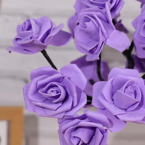 Drawelry Rose Flower Tree Lamp - LED Rose Tree Table Lamp USB/Battery Powered Artificial Bonsai Flower Night Light for Bedroom Living Room Party Wedding Birthday Decor (Purple) - Image 6