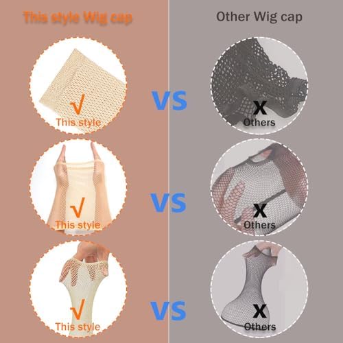 Wig Caps for Women,Hair Net for Wig,Mesh Wig Caps for Long hair for Women,Hair Nets Non Slip for Wigs Beginner,Nylon wig Cap for Thick hairs,Wig Accessories for Halloween/Christmas Party Cosplay,3 Pcs - Image 6