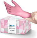 Hand-E Touch Pink Nitrile Disposable Gloves - Esthetician, Nail Tech, Hair Dye & Stylist, Cleaning Gloves by Hand-E