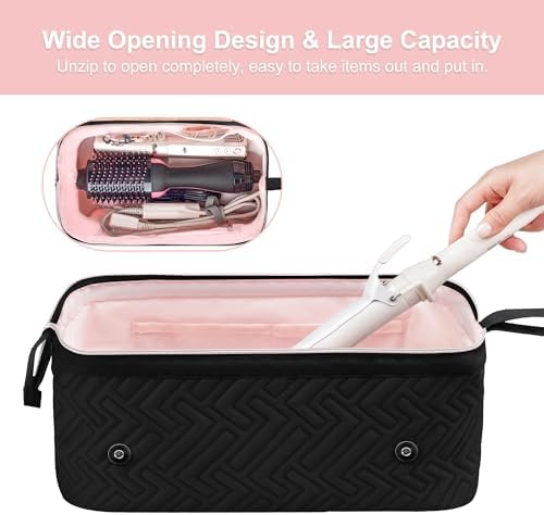 Leudes Hair Tools Travel Bag for Women Heat Resistant Mat for Travel Essentials Hot Tools Straighteners,Flat Irons,Curling Iron,Hot Air Brushes and Hair Dryer Organizer Bags 2 in 1(Black) - Image 5