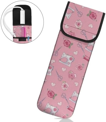 ZOUTAIRONG Flat Iron Case Flat Iron Holder for Vanity Curling Iron Bag Heat Resistant Travel Curing Iron Organizers Storage Flat Iron Straightener Hot Tools Travel Bag Blue Flat Iron Case Rabbit Bunny - Image 4