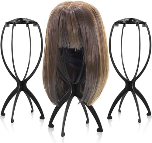 obeoby Wig Stand, Portable Foldable Wig Holder for Wigs (Black,3Pack) by obeobyhairaccessories