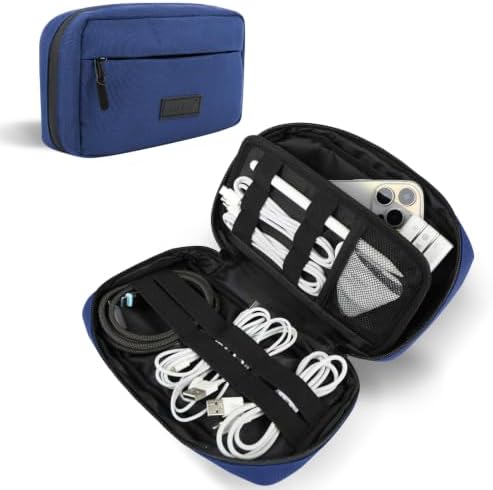 GOX Travel Cable Organizer Bag, Small Tech Pouch for Electronics, Navy by GOX