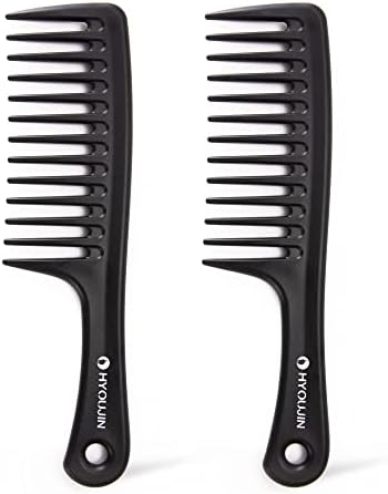HYOUJIN Two Set Large Wide Tooth Comb Detangling Wet or Dry Combs for Shower, Hair Styling Brush for Natural, Curly, Long Hair for Women and Men by HYOUJIN