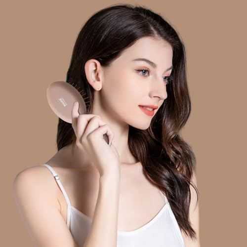 RHOS Mini Hair Brush for Women,Men and Kids-Travel Size Hair Brush for Purse,Pocket,backpack-Small Cushion Paddle Brush with Soft Bristles-Mini Detangler Brush for All Hair Types(1 Pack-Mocha) - Image 5