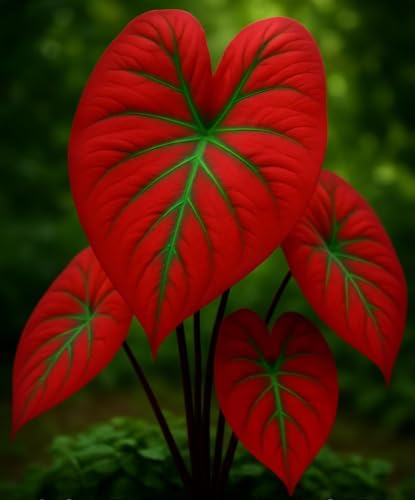 20 Scarlet Arrow Caladium Bulbs | Red & Green Tropical Foliage Plants by CZGrain