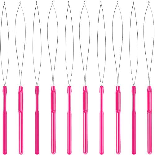 Zonon 10 Pcs Loop Needle Threader Tool for Hair Extension Bead,Rose Red by Zonon