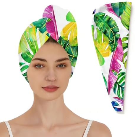 Hair Towels(Vibrant Tropical Monstera Leaves) by JXDXHCW