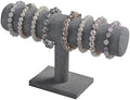 T-Bar Bracelet Holder, Bracelet Display Stand For Selling, Hair Tied Jewelry Organizer Watch Rack For Home Show (Gray Linen) by FocusOnJewelryDisplay