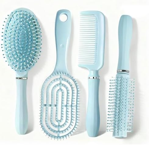 4 Piece Hair Brush Set, Detangling Comb Styling Kit for Women by Werncy