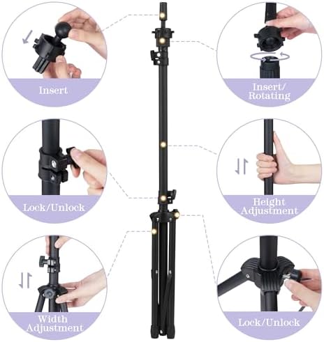 Auroras Wig Stand Tripod, Adjustable 34.64-51.48 Inch - Image 4