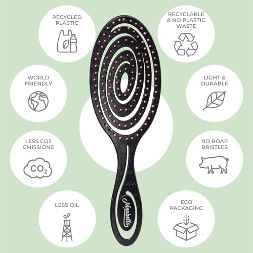 Ninabella Detangler Brush - No Tangle Hair Brush for Women, Fine, Thick and Long Hair - Hairbrush for Wet and Dry Hair, Gentle on the Scalp - Black and Pink - Image 4