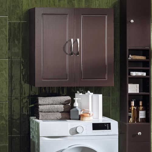 SoBuy Wall Cabinet, Bathroom Storage, 23.6 x 11.8 x 23.6 in, MDF, Brown - Image 5