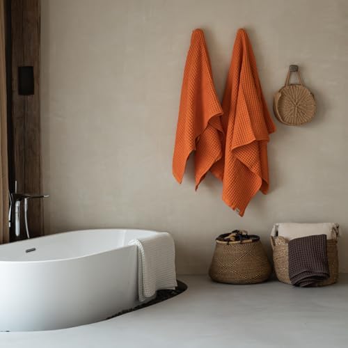 Luxury Japanese Cotton Silk Bath Towel, Plush, Absorbent & Quick Dry, Storage Bag Included (Hand Towel, Coral Orange) - Image 3