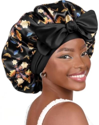 YANIBEST Adjustable Silk Bonnet for Sleeping Women Double Layer Satin Bonnet Reduce Friction Prevent Frizz Curly Hair by yanibest