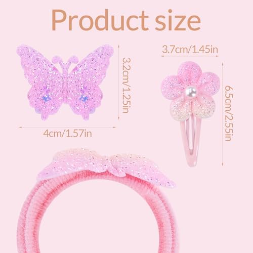 32 Pcs Toddler Sparkly Hair Ties Hair Clips for Girls Baby Hair Bows Flower Elastics Baby Hair Ties Ponytail Colorful Bow Hair Clip Cute Flower Scrunchies Hair Accessories - Image 2