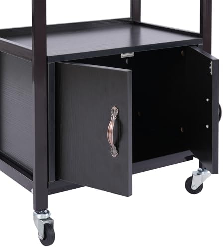 Beauty Salon Utility Trolley Cart, Movable Beauty Organizer Portable High Capacity Luggage Trolley Cart Free Standing Esthetician Rolling Makeup Carts w/4 Wheels for Beauty Spa Massage (Brown) - Image 4