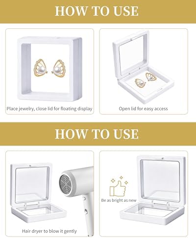 24 Pcs 3D Floating Frame Display Case 2.8 x 2.8 x 0.8 Inch White - Image 6