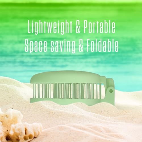 Mini Detangler Travel Hair Brush with Mirror, Makaron Hair Brushes for Women, Men and Kids, Unique 3D Flexible Design for All Hair Types, Styling Accessory, Travel Essentials for Women (GREEN) - Image 6
