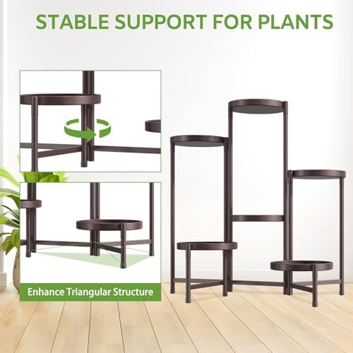 6 Tier Large Plant Stand Indoor Outdoor, 10 Inch Tray, Bronze - Image 6
