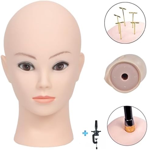 Female Cosmetology Bald Manikin Mannequin Head for Wigs, Wig Display, Glasses Display with Free Clamp - Image 2