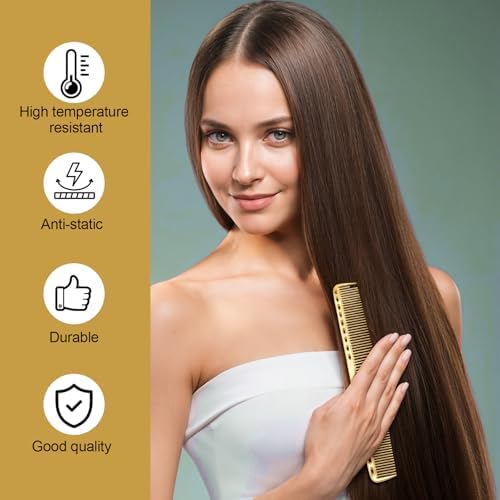4 Pcs Comb Space Aluminum Hair Styling Comb Professional Set Stainless Steel Anti-static Flat Iron Fine Tooth Combs Metal Parting Combs for Women Men Supplies Beauty Tool(Golden) - Image 5