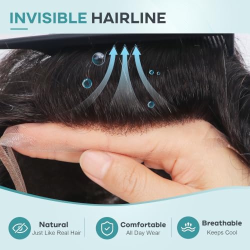 Toupee Hair for Men’s Gray Hair System Human Hair Q6 Hair Unit 1B10# - Image 2