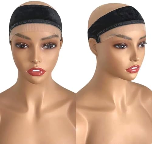 Lace Wig Grip Band with Ear Cut Out for Women Adjustable Velvet WigGrip Band for Glueless Wig, Wig Band with Non-Slip Silicone Strip Natural Lace Edge (Black) - Image 2
