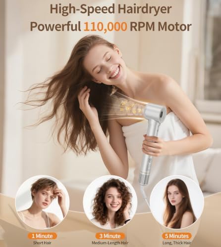 9-in-1 Hair Dryer Brush Kits, Curly Hair Dryer with Diffuser for Women - Image 2