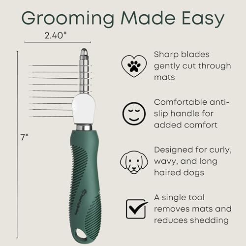 Dematting Comb for Dogs - Serrated Mat Remover for Curly Coats - Image 5