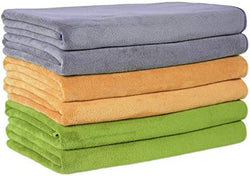 JML Microfiber Towels, Bath Towel Sets (6 Pack, 27" x 55") - Extra Absorbent, Fast Drying, Multipurpose for Bath, Swimming, Fitness, Sports, Yoga, Grey, Yellow, Green by JML