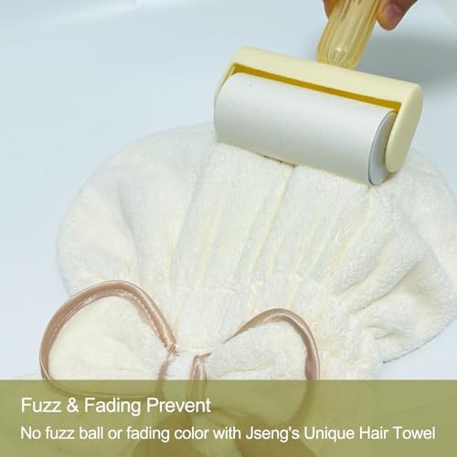 Jseng 3Packs Microfiber Hair Towel for Women - Quick-Drying, Super Absorbent Hair Wrap with Bow Design, Soft Hair Towel Turban for Curly Long Wet Hair - Image 5