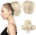 HOOJIH Messy Bun Hair Piece, Claw Clip in Straight Hair Bun 9 Inch Short Ponytail Extension with Bendable Metal Wire Hair Pieces for Women Fake Hair Bun DIY Styles - Cool Light Blonde by HOOJIH