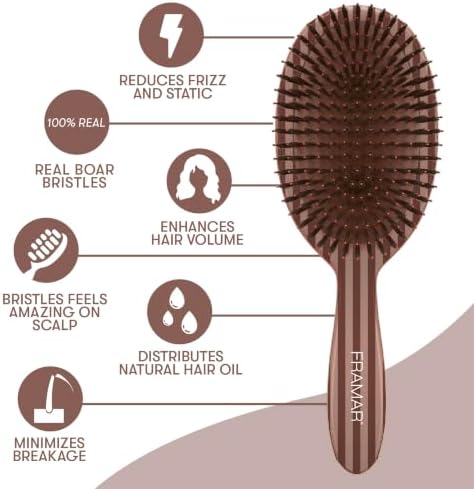 FRAMAR Soft Boar Bristle Hair Brush – Slick Back Brush, Boar Bristle Brush - Image 6