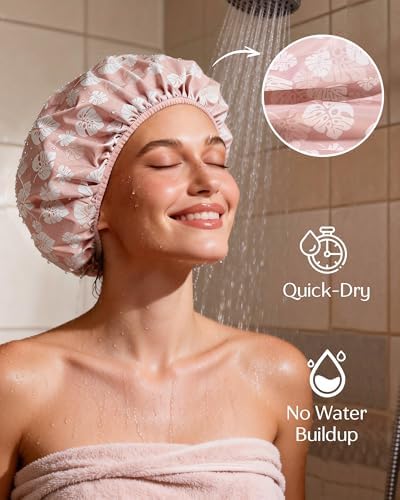 Yanibest Frizz Free Satin Lined Shower Cap with Soft Elastic Band - Image 4